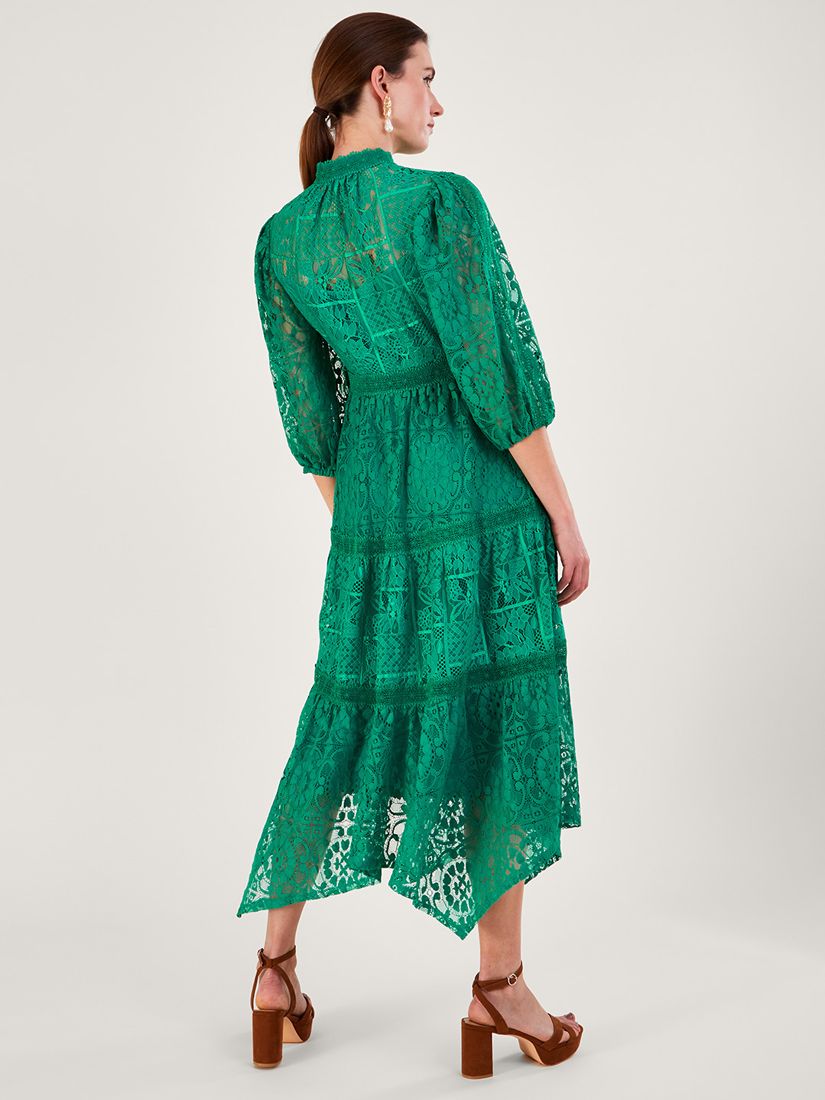 Monsoon Rhea Lace Midi Dress, Green at John Lewis & Partners