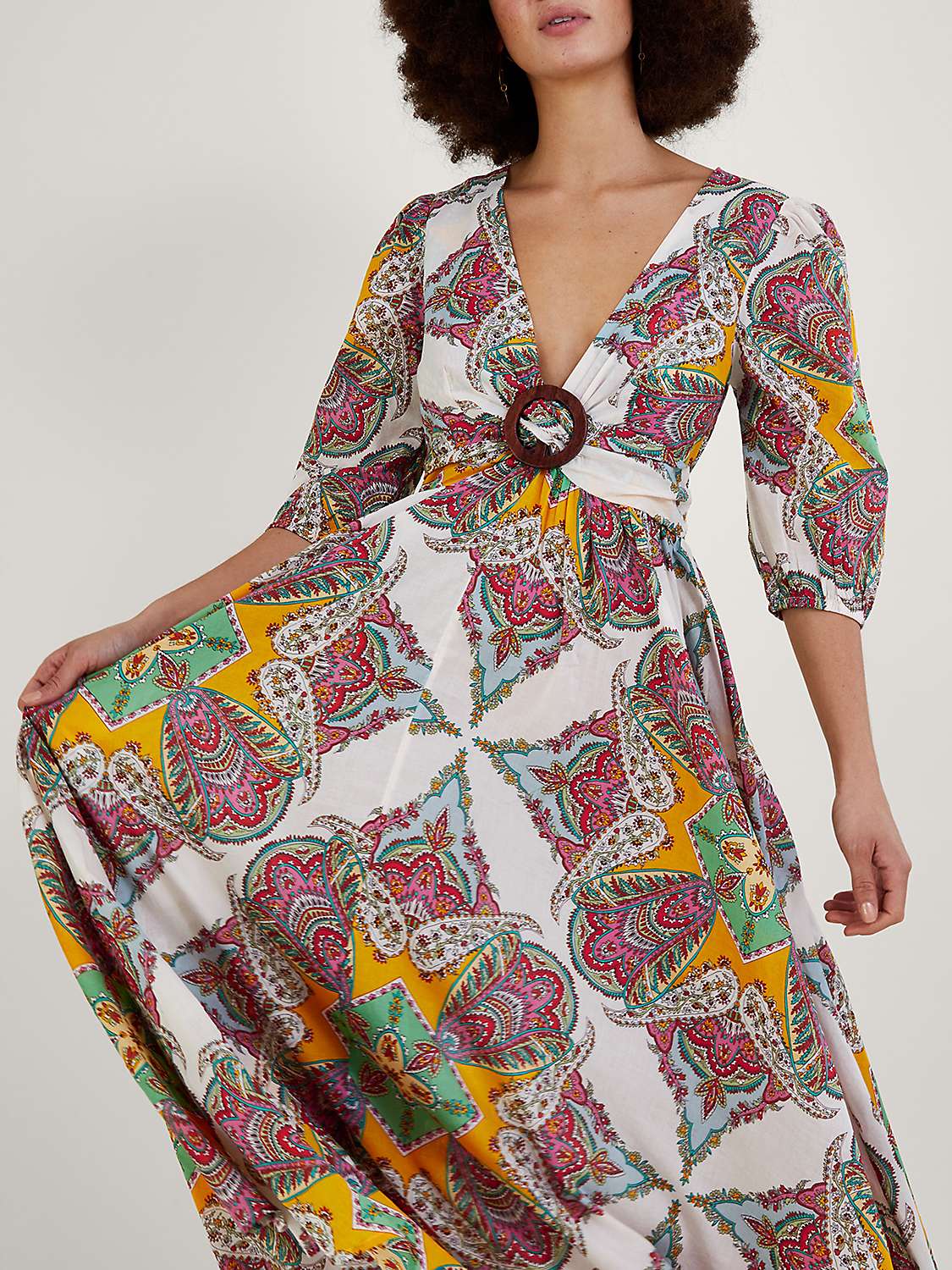 Monsoon Paisley Cotton Midi Dress, Multi at John Lewis & Partners