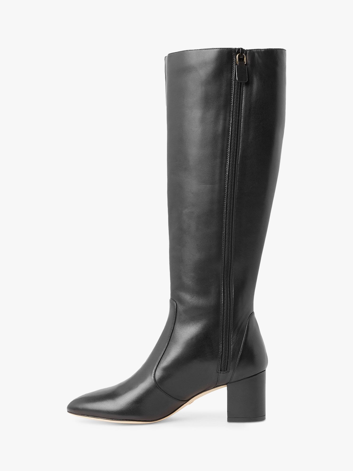 Stuart Weitzman Yuliana 60 Knee High Leather Zip Boot, Black at John ...