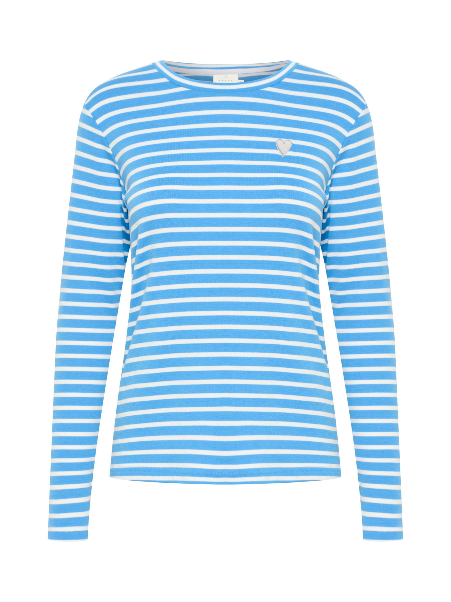KAFFE Liddy Striped Long Sleeve T-Shirt, Blue/White at John Lewis ...
