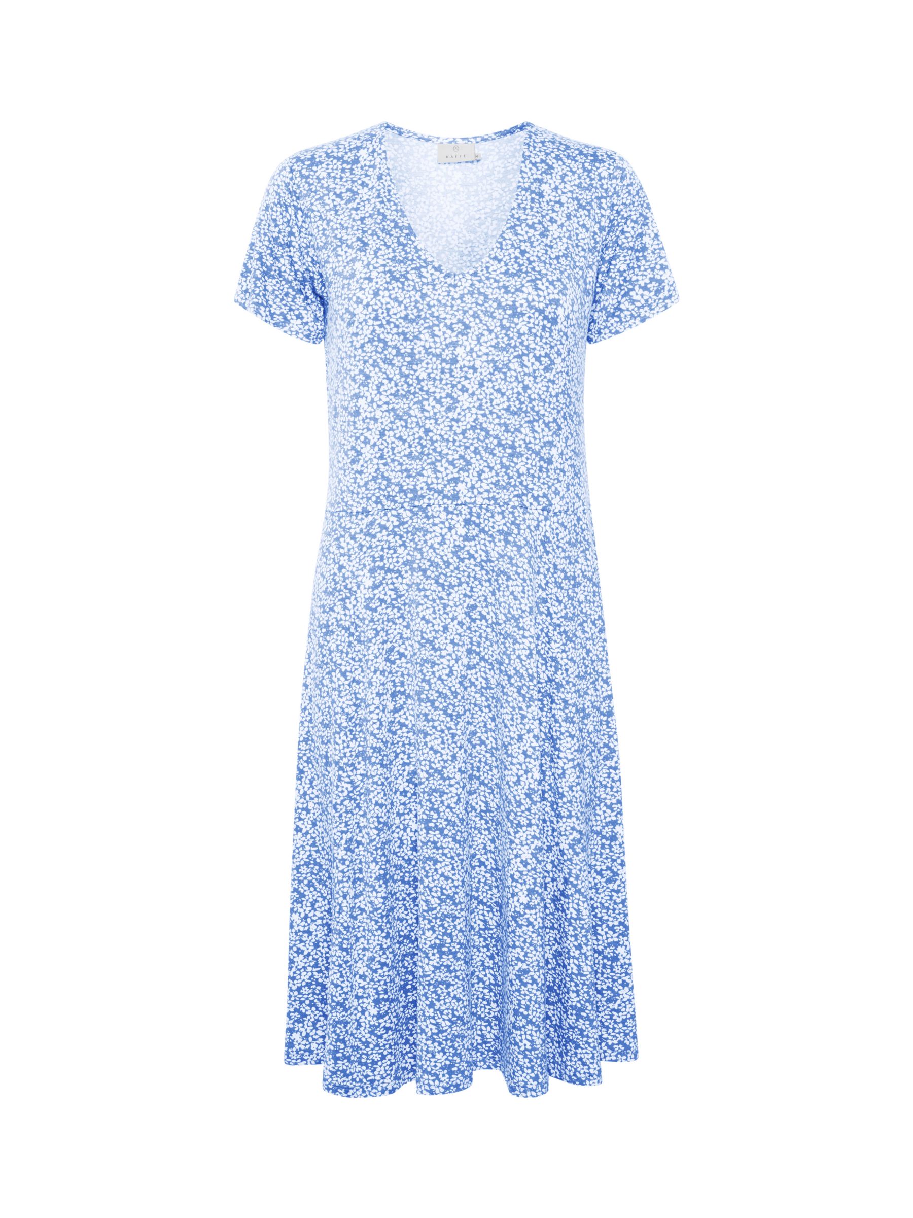 KAFFE Molly Floral Jersey Midi Dress, Pale Blue/White, XS
