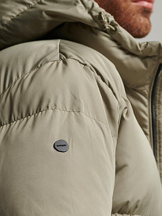 Superdry Longline Duvet Coat, Light Khaki