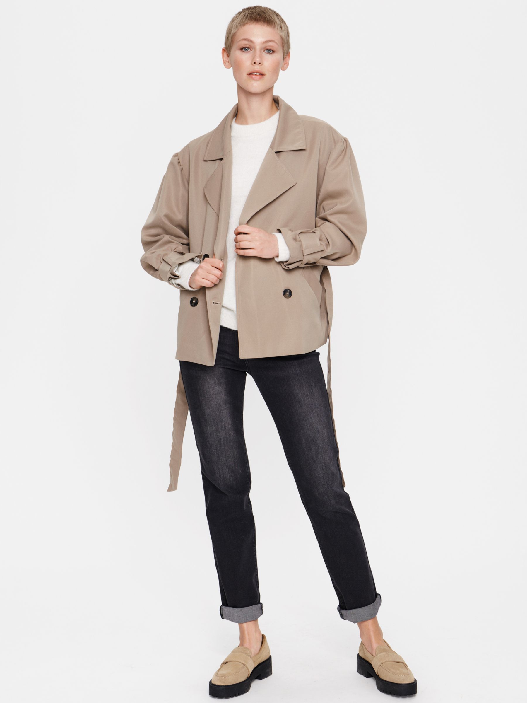 radium nabootsen anders Saint Tropez Sille Double Breasted Short Trench Coat, Amphora at John Lewis  & Partners