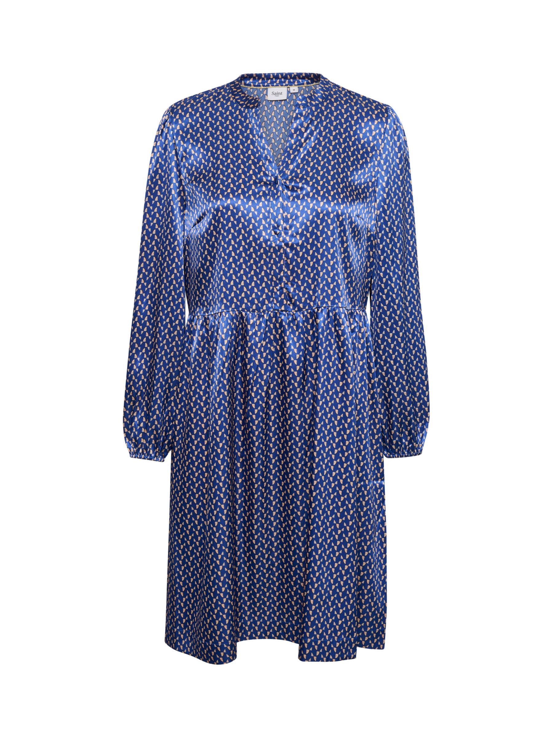 Buy Saint Tropez Stella Geometrical Midi Long Sleeve Dress, Surf Blue Fresco Online at johnlewis.com