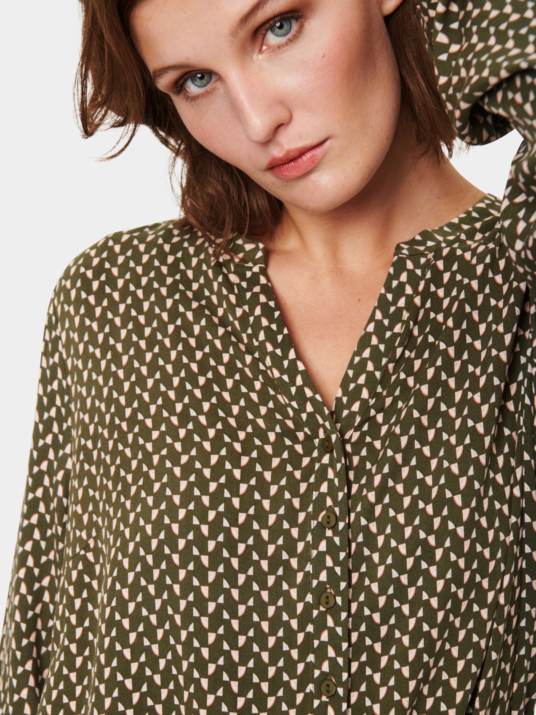 Buy Saint Tropez Ilga Relaxed Long Sleeve Shirt, Army Green Fresco Online at johnlewis.com