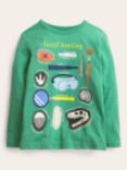 Mini Boden Kids' Glow-in-the-Dark Fossil Hunting T-Shirt, Deep Green