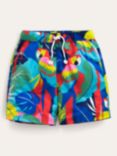 Mini Boden Kids' Parrot Print Swim Shorts, Multi