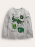 Mini Boden Kids' Crocodile Printed Long Sleeve T-Shirt, Grey Marl