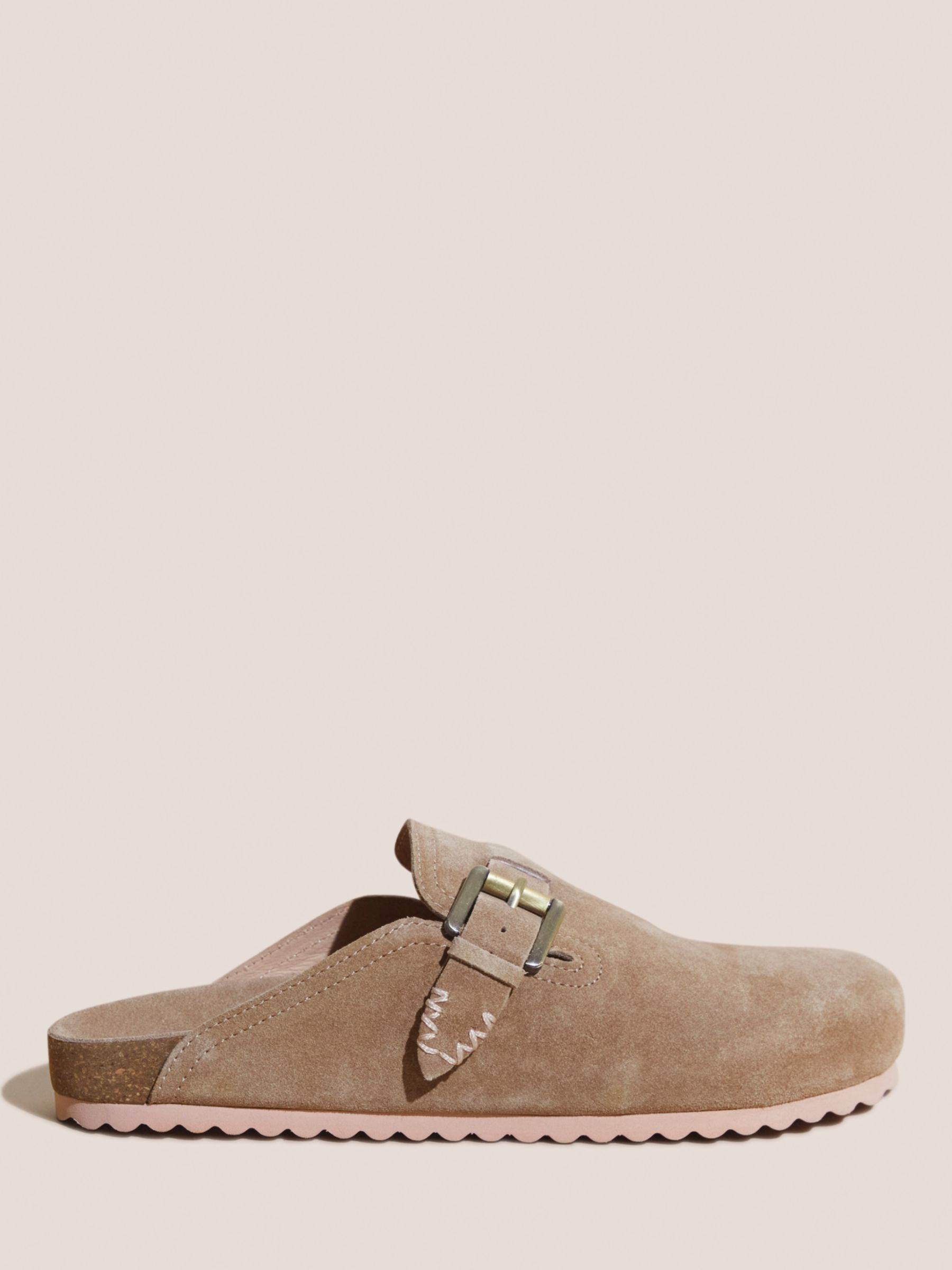 White Stuff Suede Footbed Mules, Natural at John Lewis & Partners