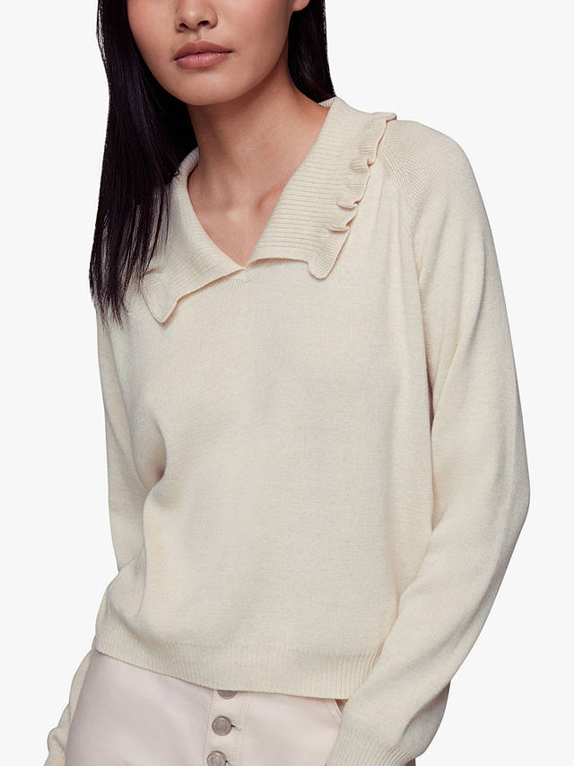 Whistles Frill Collar Cotton Jumper, Oatmeal