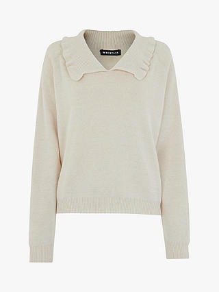 Whistles Frill Collar Cotton Jumper, Oatmeal
