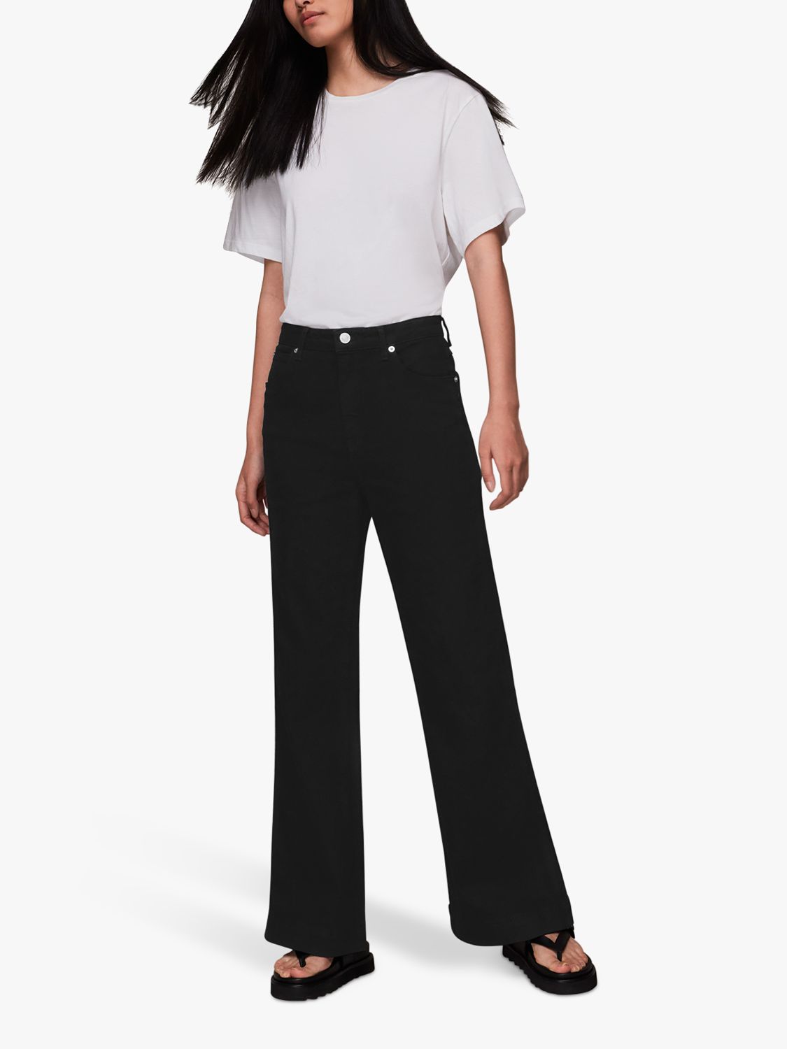 Buy Whistles Lucy Stretched Flared Jeans, Black Online at johnlewis.com