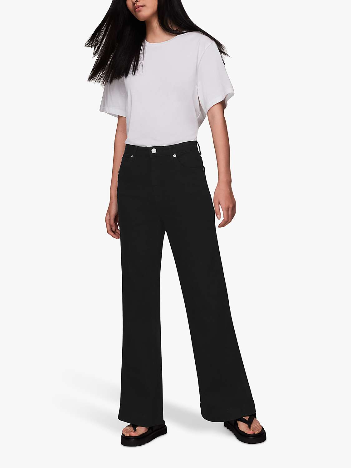 Whistles Lucy Stretched Flared Jeans, Black at John Lewis & Partners