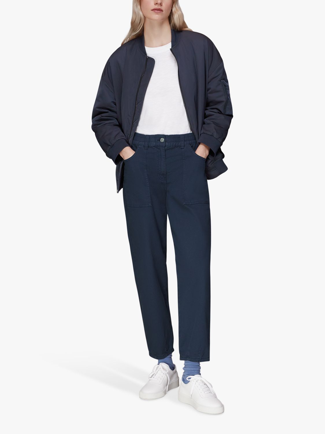 Whistles Tessa Casual Trousers, Navy