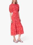 Whistles Clouded Floral Midi Dress, Pink/Multi