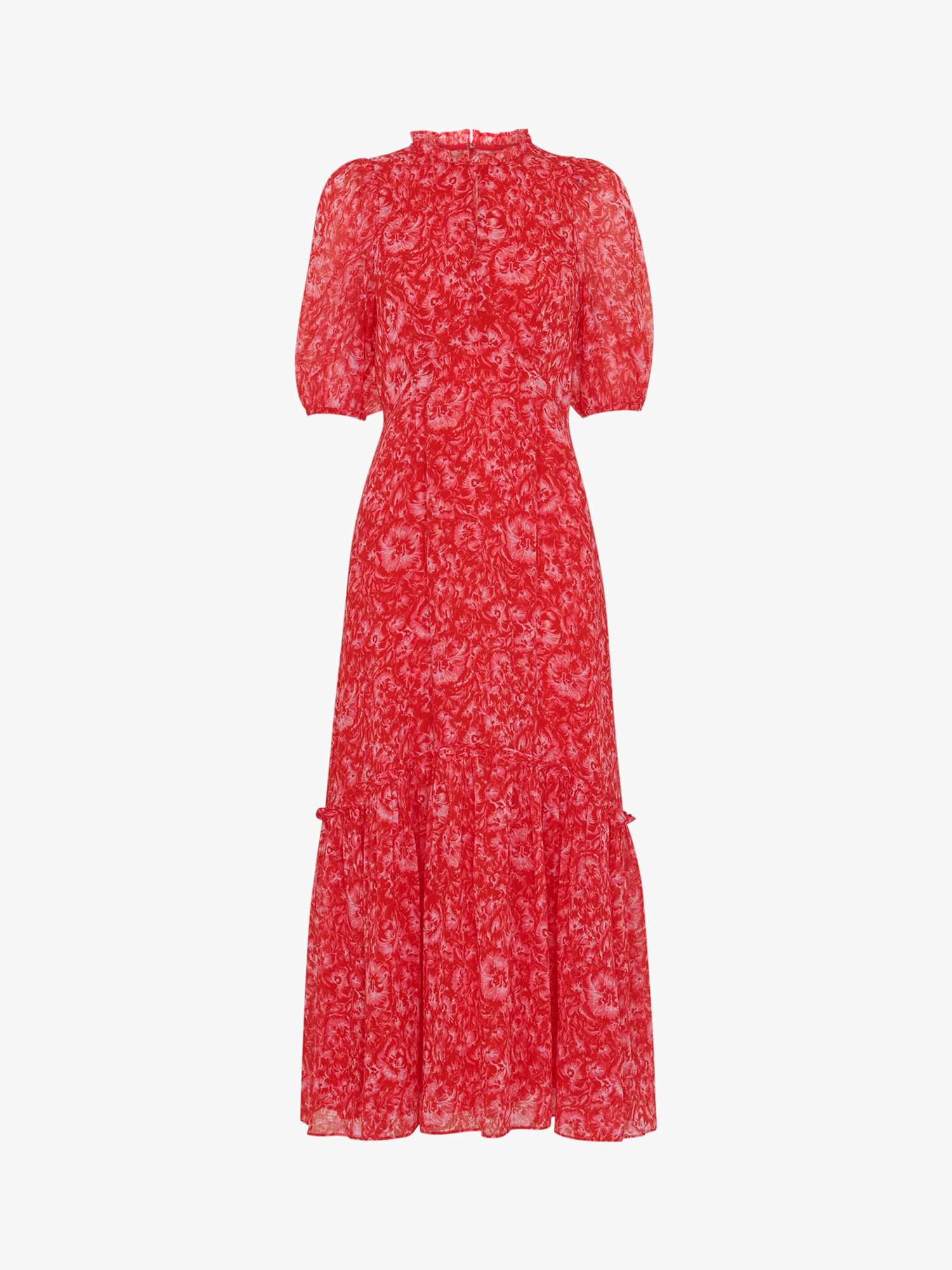 Whistles Clouded Floral Midi Dress, Pink/Multi at John Lewis & Partners