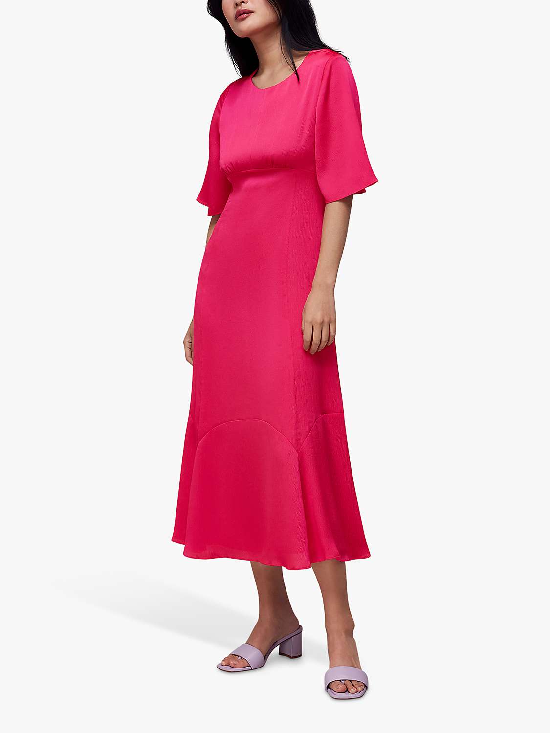 Buy Whistles Alana Cutout Satin Midi Dress, Pink Online at johnlewis.com