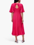 Whistles Alana Cutout Satin Midi Dress, Pink