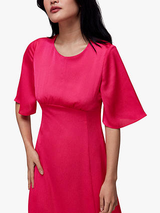 Whistles Alana Cutout Satin Midi Dress, Pink