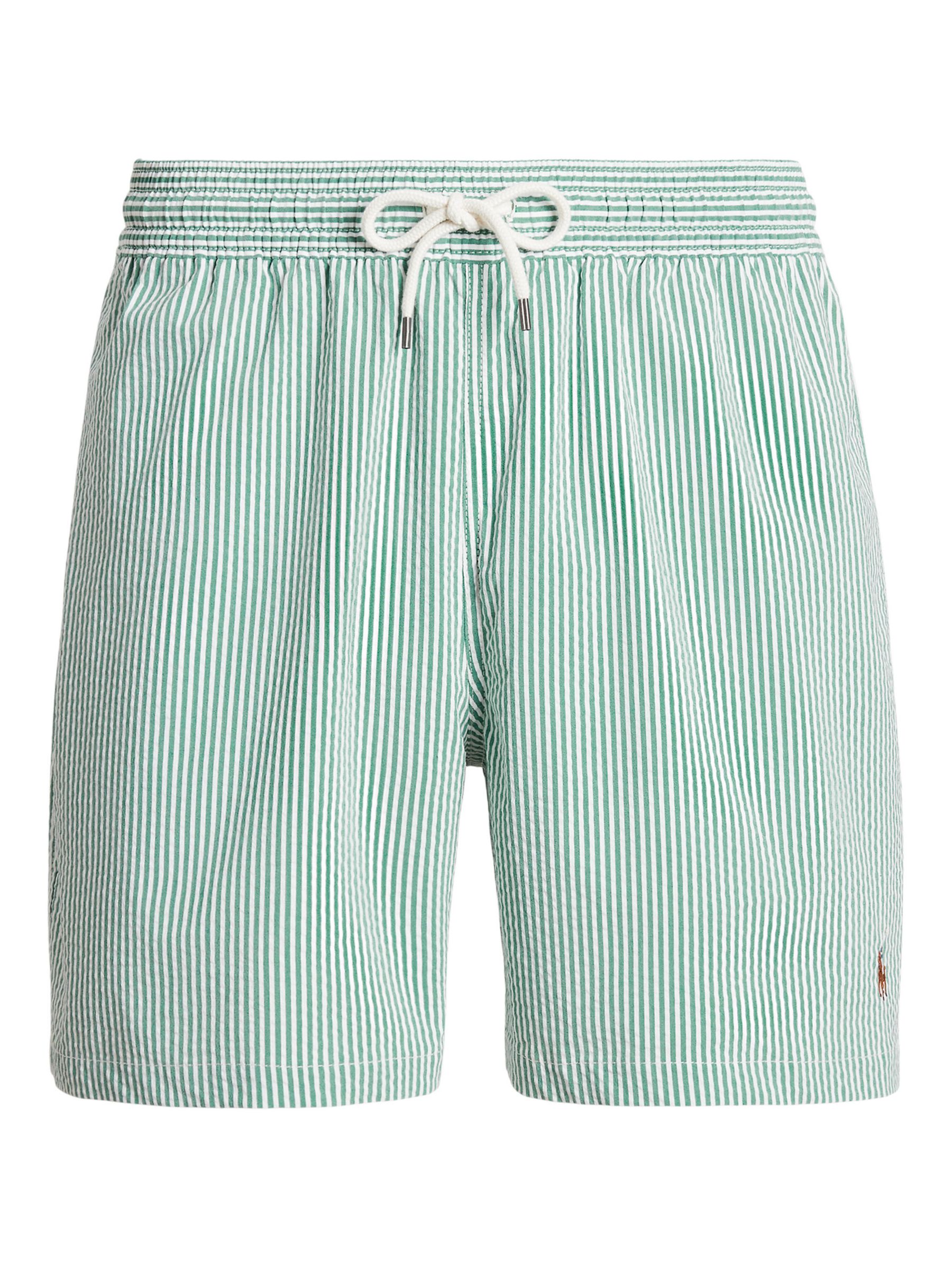Polo Ralph Lauren Stripe Seersucker Swim Shorts, Green, M