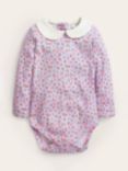 Mini Boden Baby Pointelle Floral Bodysuit, Lilac