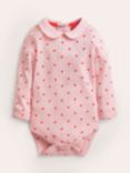 Mini Boden Baby Pointelle Heart Print Bodysuit, Boto Pink