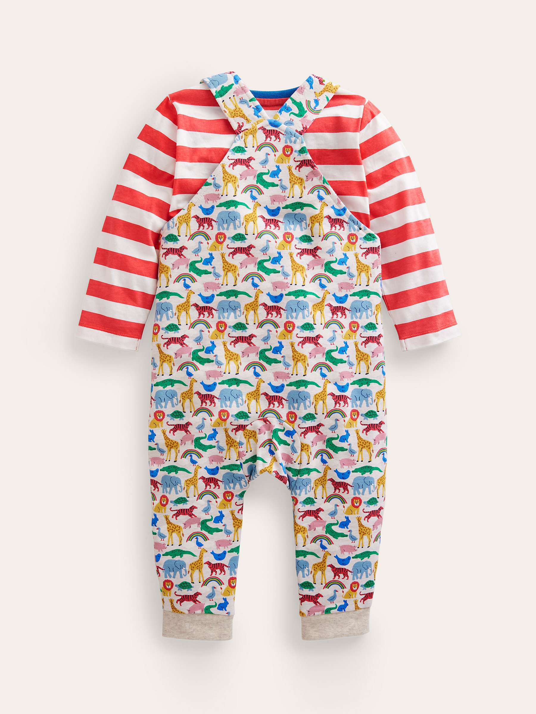 Buy Mini Boden Baby T-Shirt & Dungarees Set, Oatmeal/Multi Online at johnlewis.com