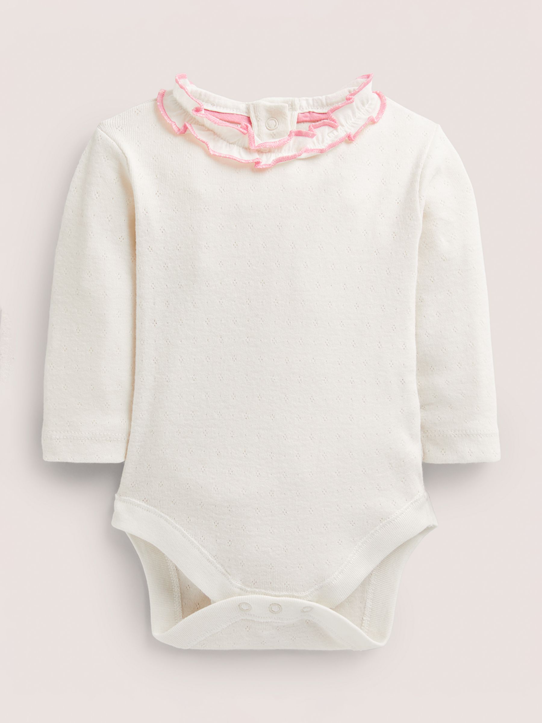 Mini Boden Baby Pointelle Bodysuit, Ivory at John Lewis & Partners