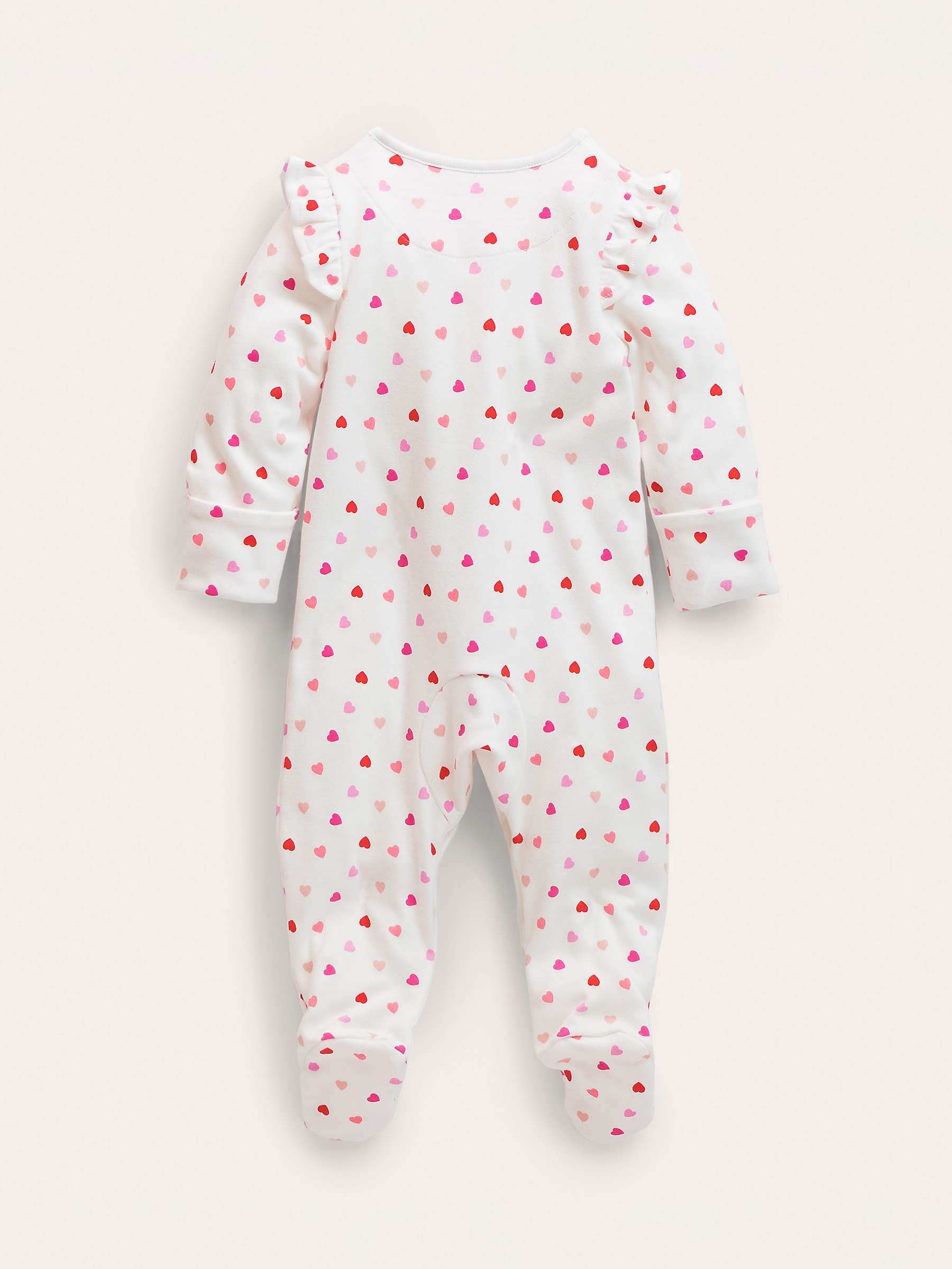 Buy Mini Boden Baby Heart Print Frill Sleepsuit, Ivory/Multi Online at johnlewis.com