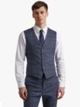 Ted Baker Cove Slim Fit Wool Blend Check Waistcoat, Airforce Blue