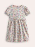 Mini Boden Kids' Puff Sleeve Floral Print Dress, Multi