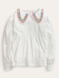 Mini Boden Kids' Collared Jersey Top, Ivory