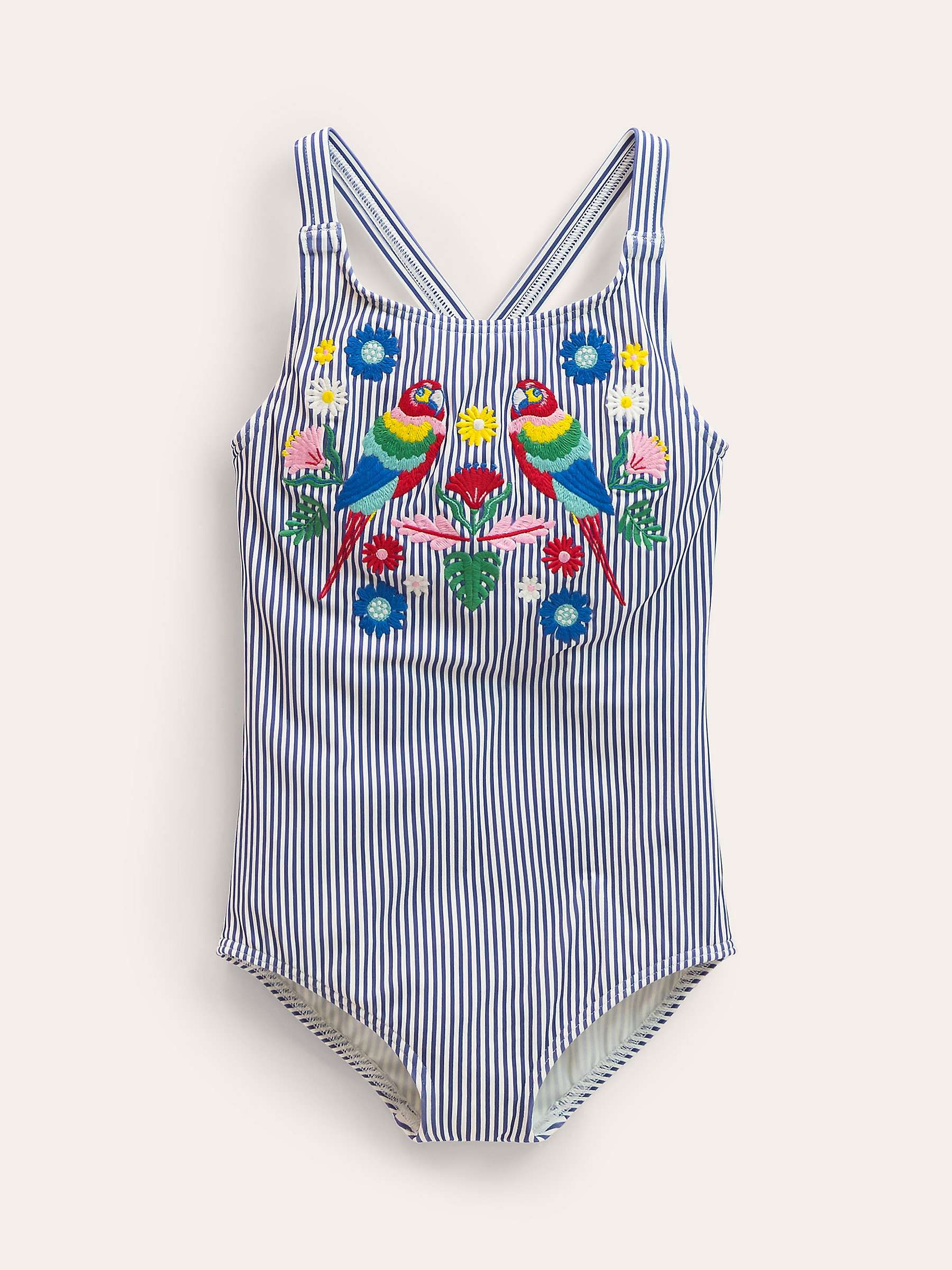 Buy Mini Boden Kids' Embroidered Swimsuit, Starboard/Multi Online at johnlewis.com