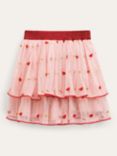 Mini Boden Kids' Pretty  Heart Embroidered Tulle Skirt, Pink