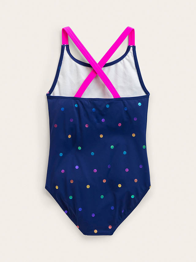 Mini Boden Kids' Cross Swimsuit, Navy