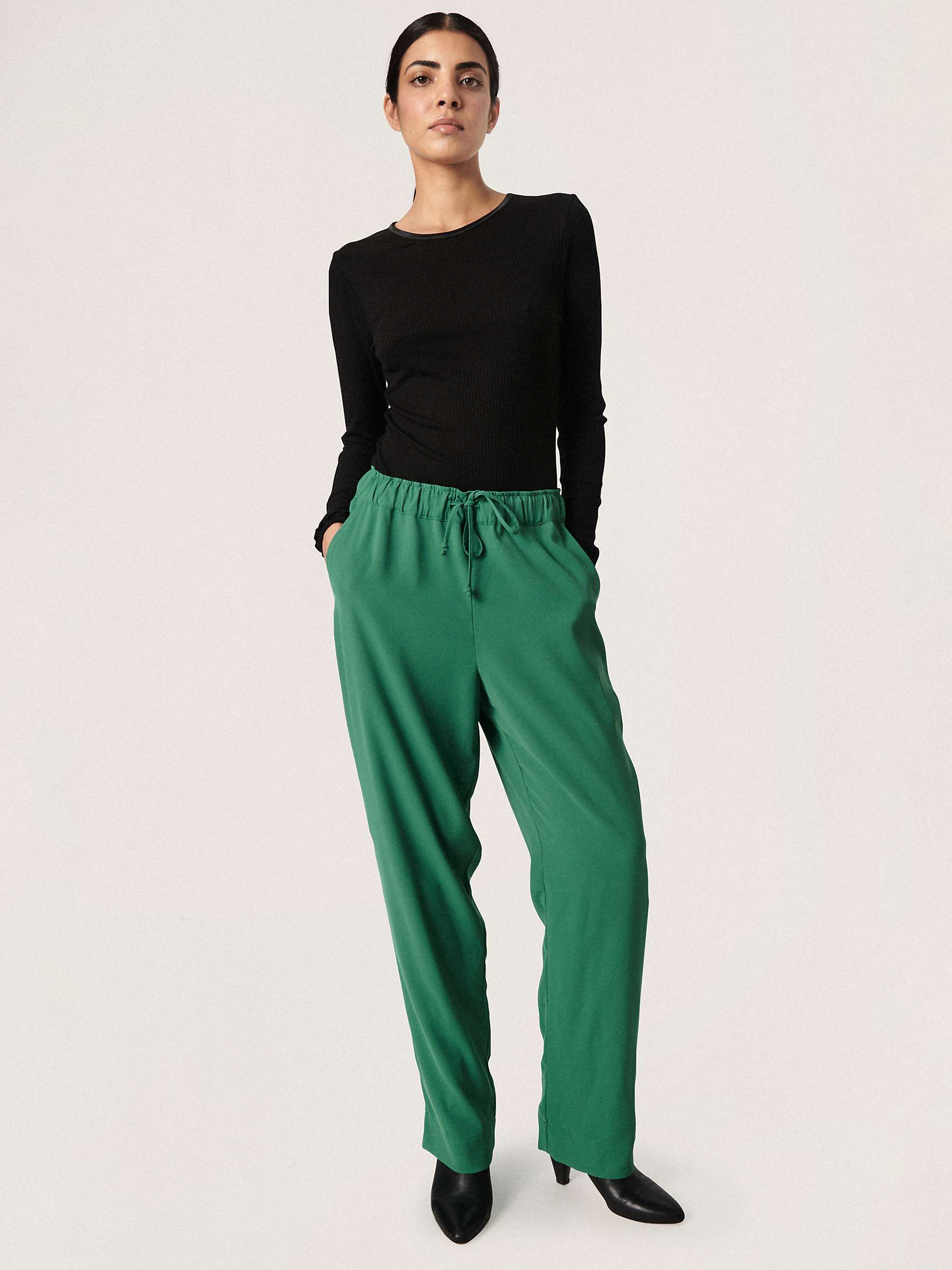Buy Soaked In Luxury Shirley Wide Leg Casual Trousers, Foliage Green Online at johnlewis.com