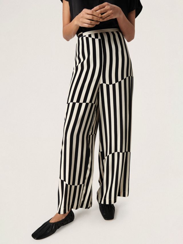 Soaked In Luxury Camia Wide Leg Trousers, Irregular Stripes, XS