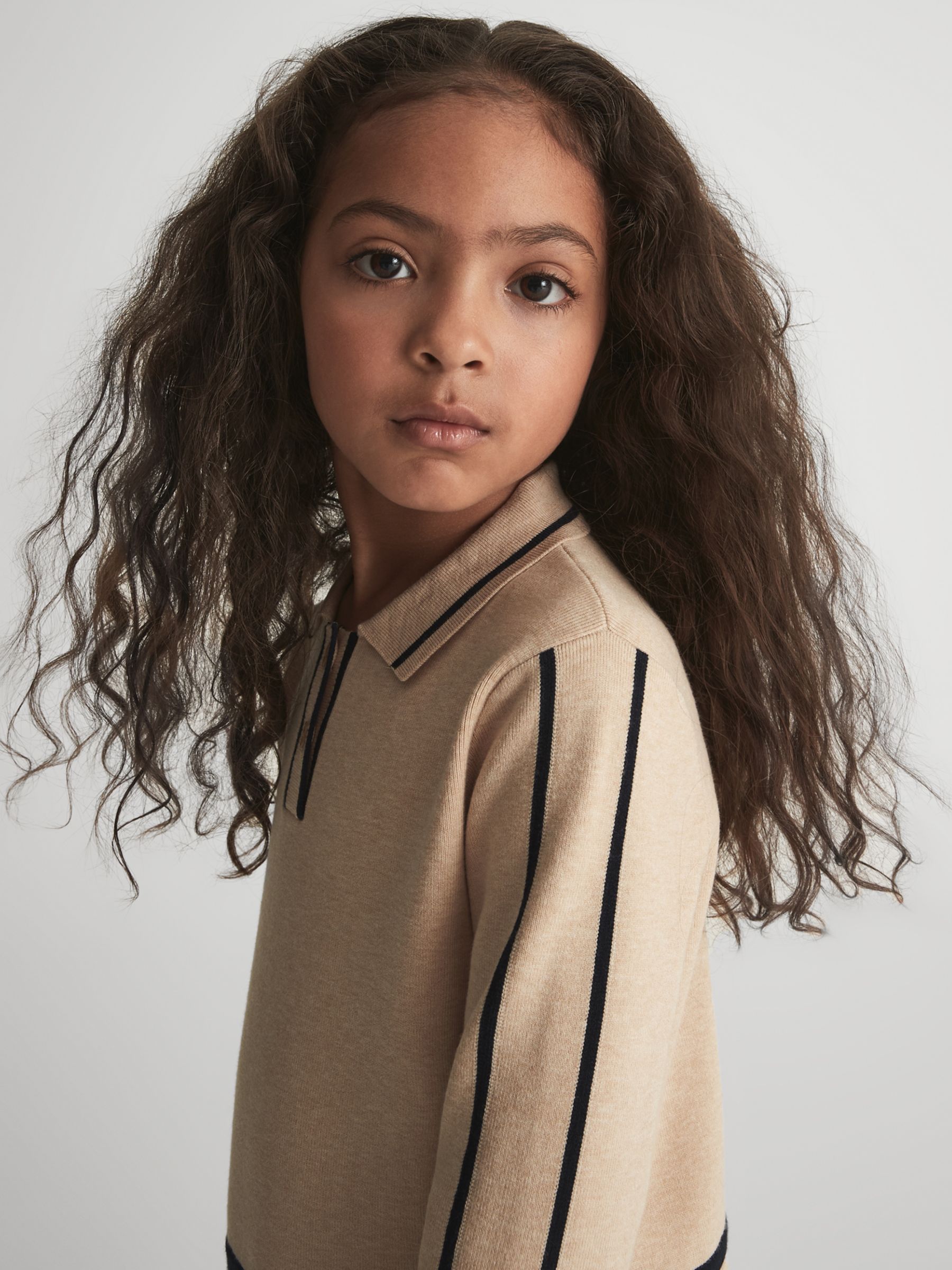 Reiss Kids' Layla Knit Mini Dress, Camel at John Lewis & Partners