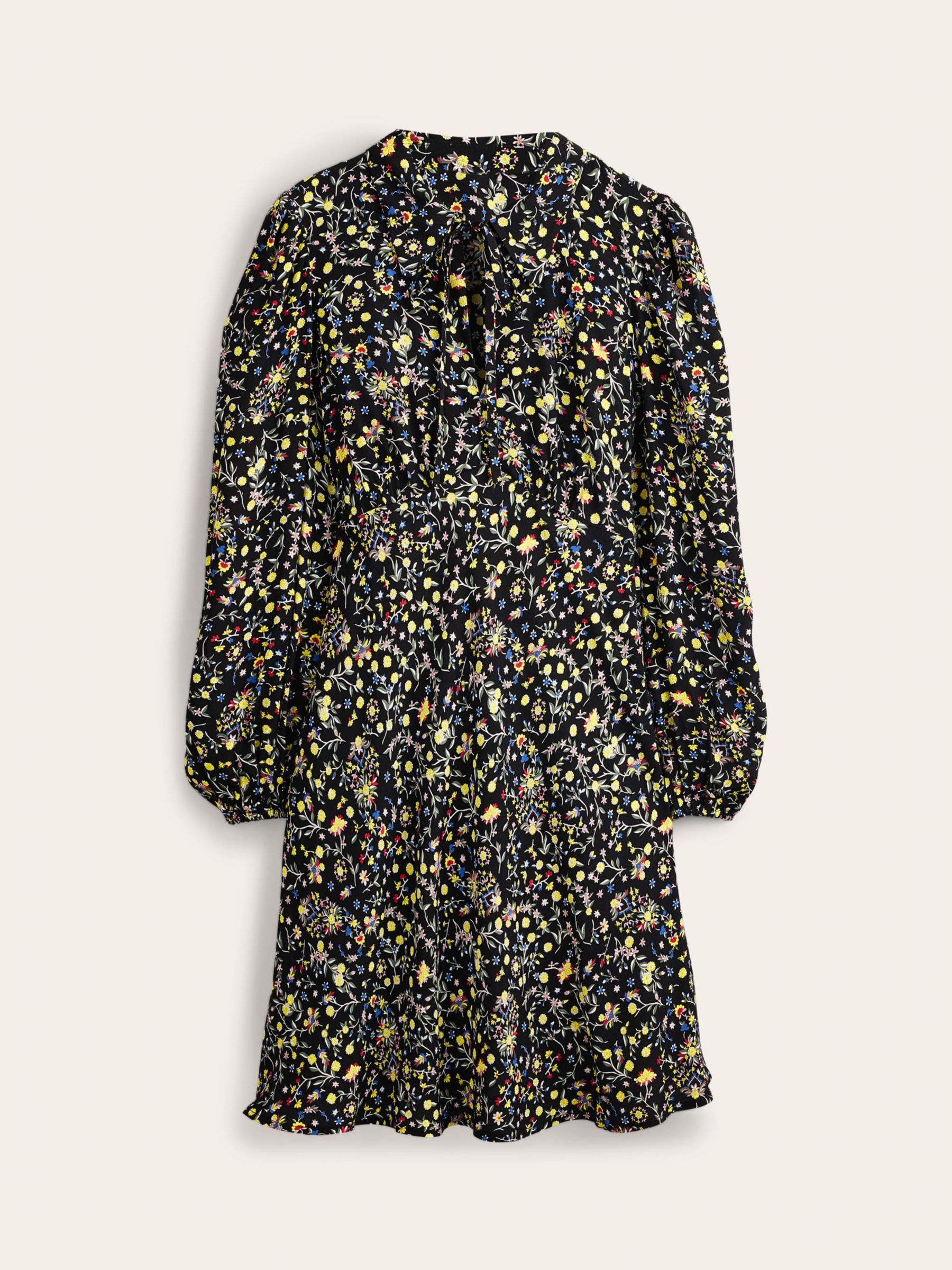 Boden Tie Neck Mini Shirt Dress, Multi at John Lewis & Partners