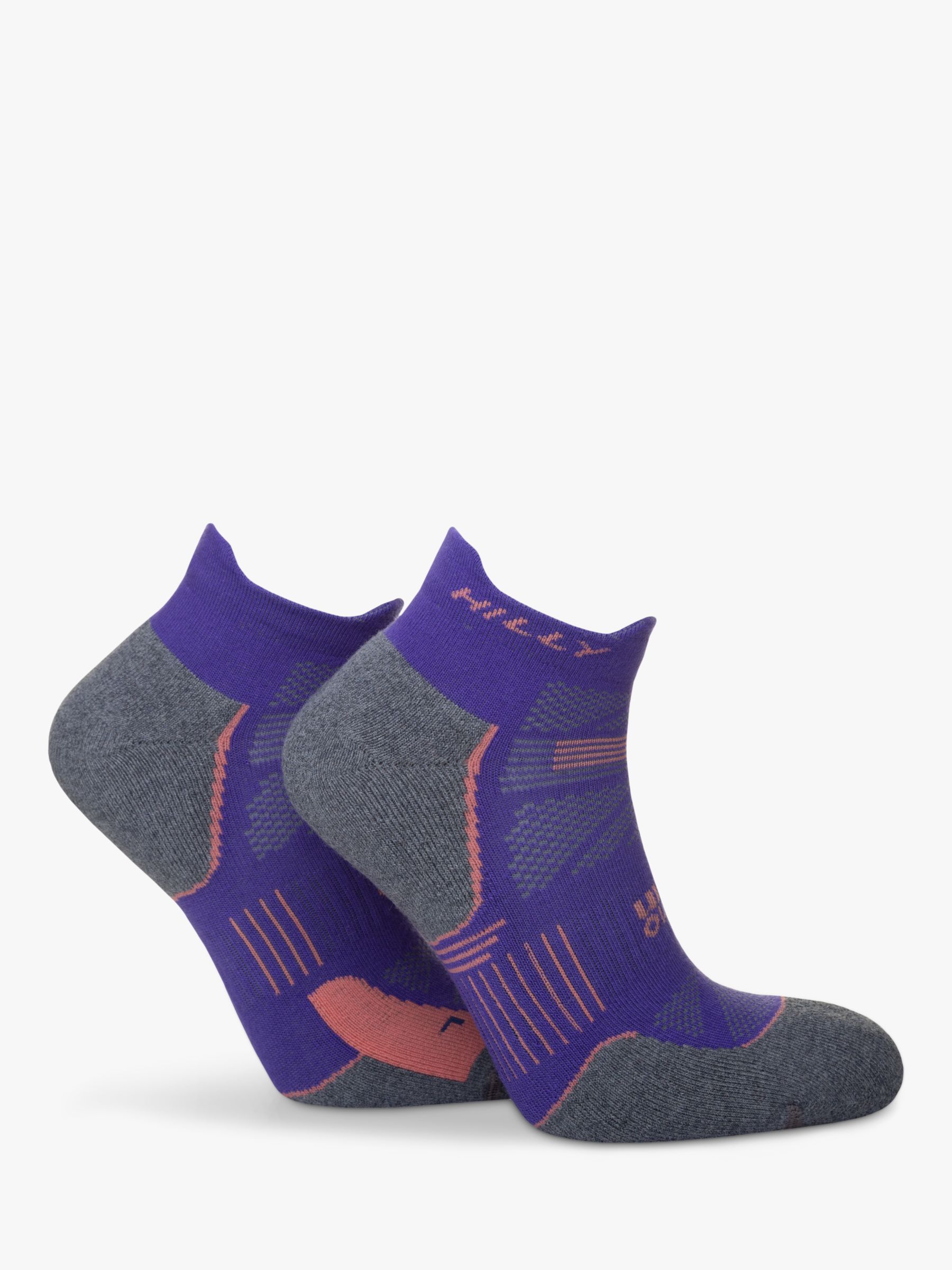Hilly Supreme Ankle Running Socks, Plum/Grey Marl, S
