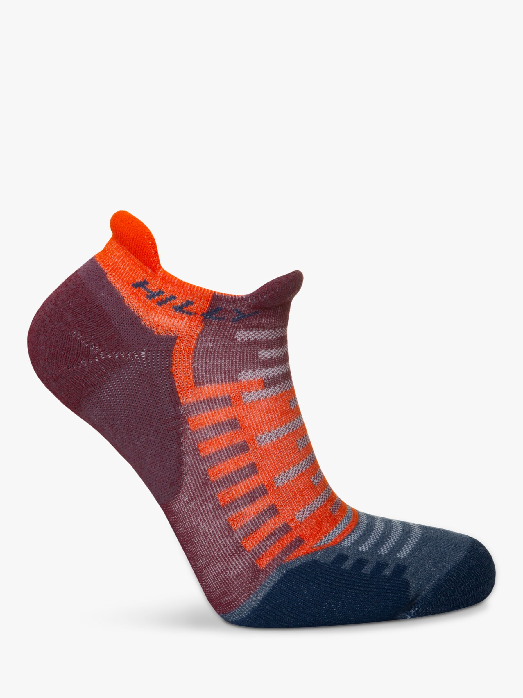 Hilly Active Socklet Running Socks, Burgundy/Orange at John Lewis ...