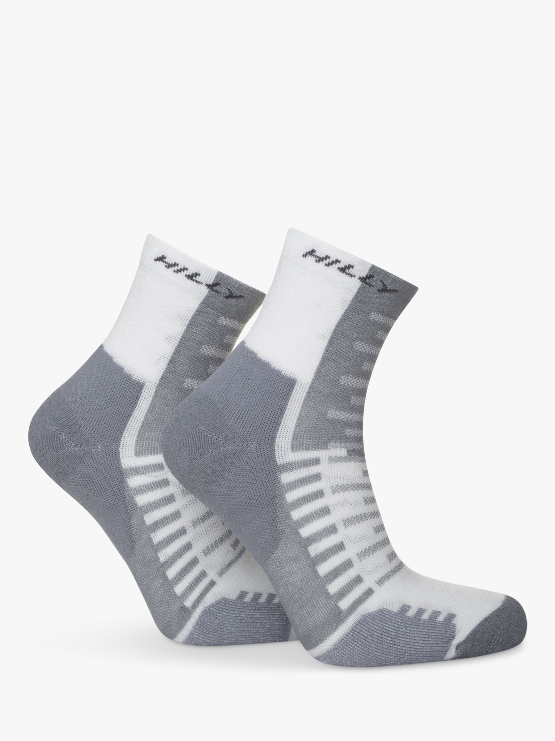 Hilly Active Ankle Running Socks, White/Grey, S
