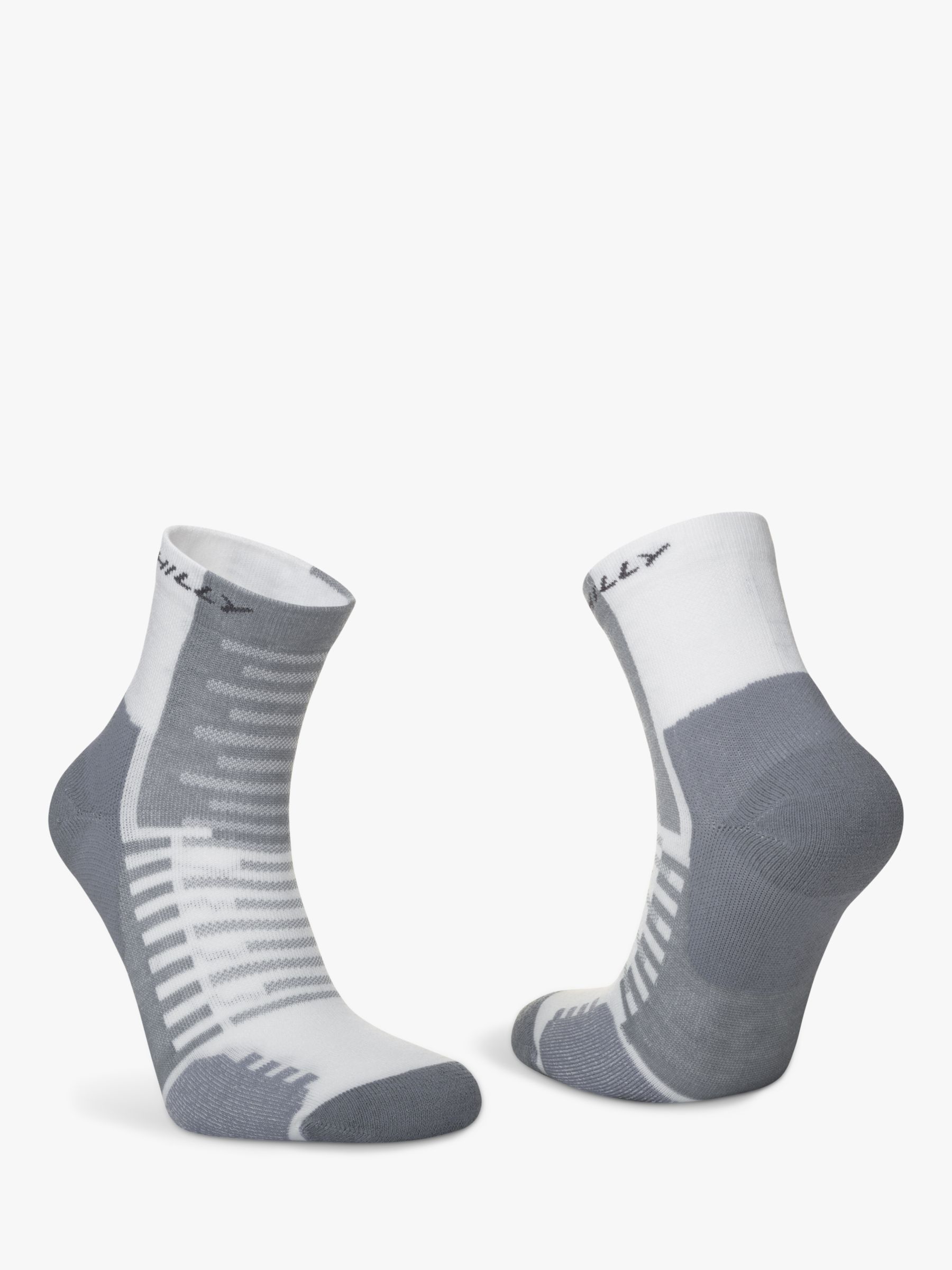 Hilly Active Ankle Running Socks, White/Grey, S
