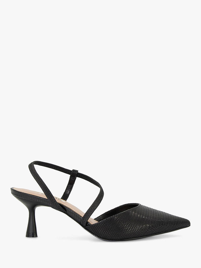Dune Citrus Leather Asymmetric Court Shoes, Black