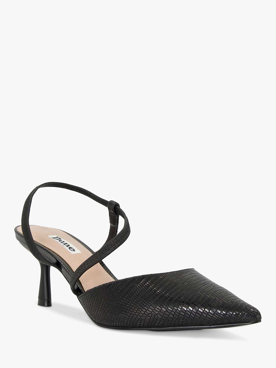 Buy Dune Citrus Leather Asymmetric Court Shoes, Black Online at johnlewis.com