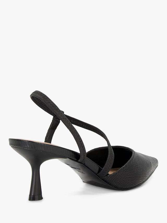Dune Citrus Leather Asymmetric Court Shoes, Black