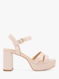 Dune Molten Leather Platform Sandals, Nude