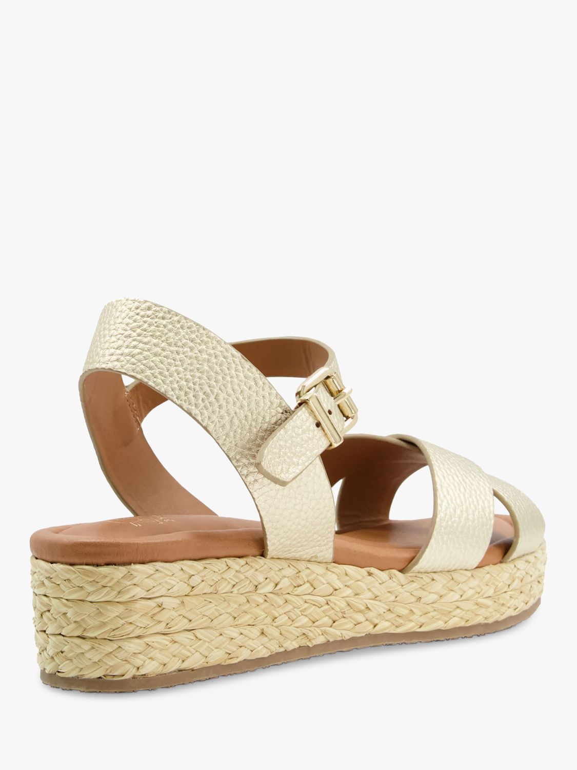 Buy Dune Linnie Leather Cross Strap Sandals, Gold Online at johnlewis.com