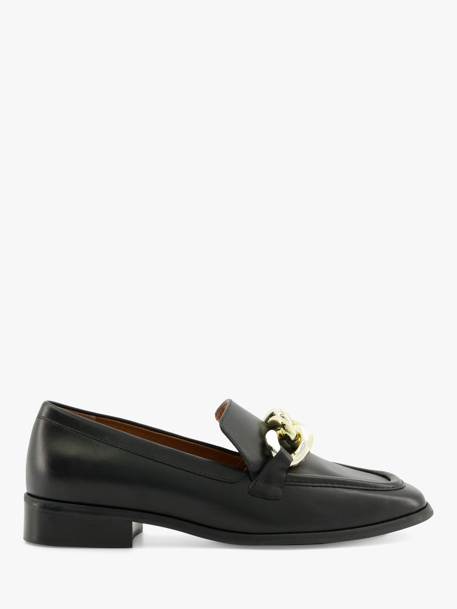 Dune Glimpse Leather Loafers, Black at John Lewis & Partners