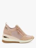 Dune Eilin Leather Wedge Heel Trainers, Rose Gold